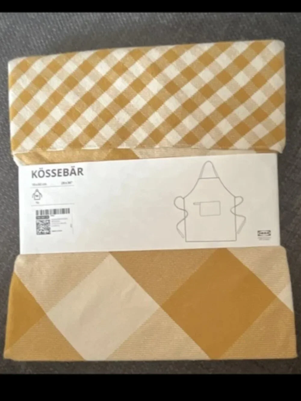 IKEA KÖSSEBÄR Cotton Apron - Yellow/White - Gingham Classic